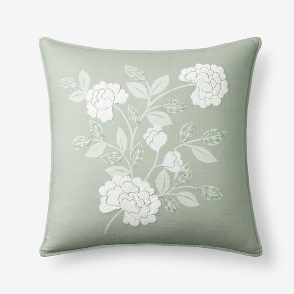 The Company Store Mariel Decorative Sage Green 20 in x 20 in Throw Pillow Cover
