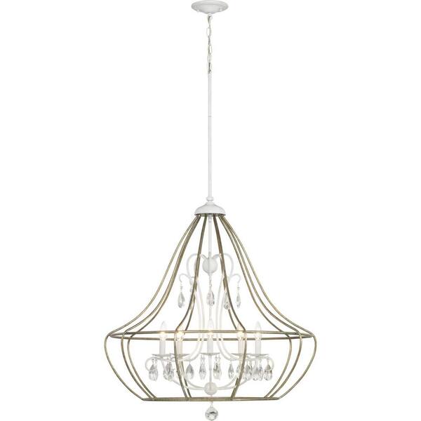Progress Lighting Fleurette 5-Light White Chandelier