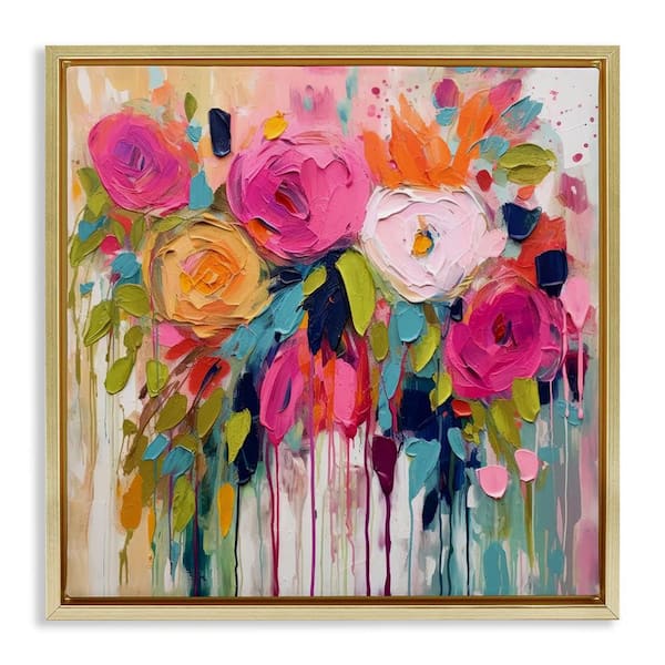 Urban Paint Bouquet by Irena Orlov Gold Floater Frame Graphic Art Print Nature 18 in. x 18 in.
