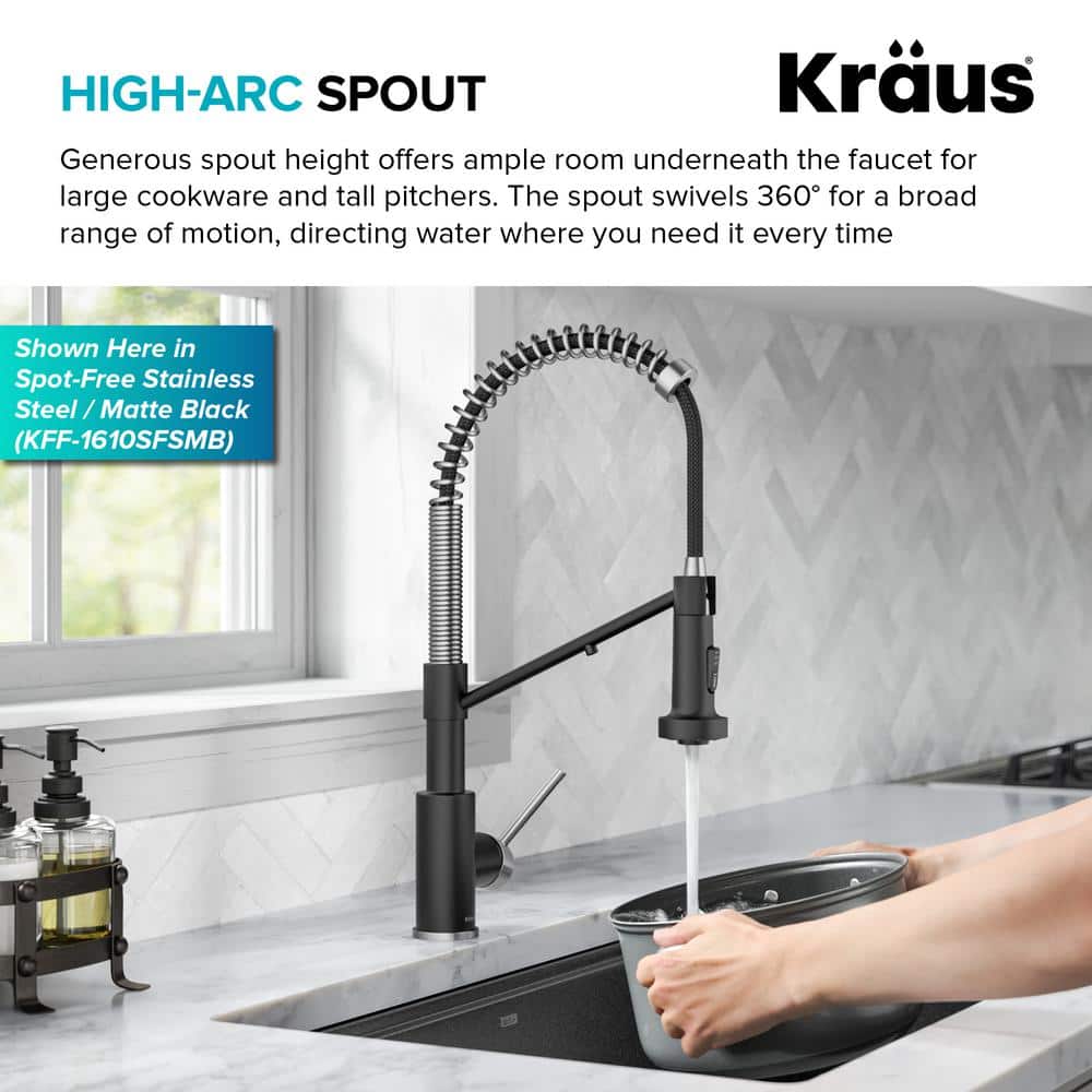 Matte Black 2-in-1 Pull-Down Kitchen Faucet with Water Filter