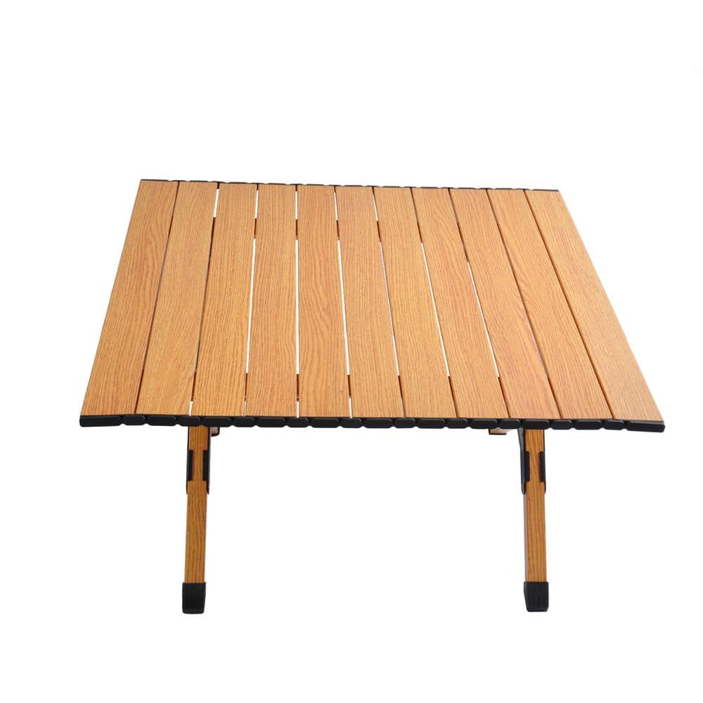 23 in. Brown Square Aluminium Portable Picnic Table with Folding