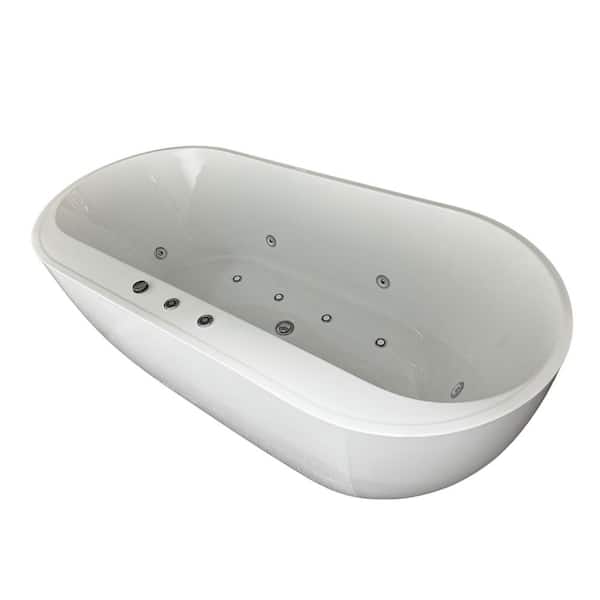 Luxury 67" x 31.5" Whirlpool & Air Bath Combo Tub with Adjustable Air Blower & Control Switch in White