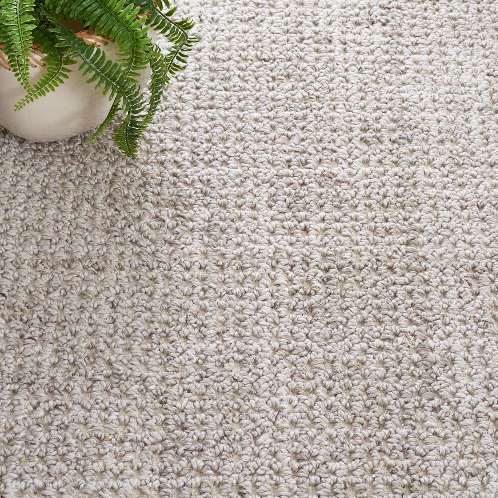 Light Brown and Gray Wool Tufted Square Rug, 6' x 6'