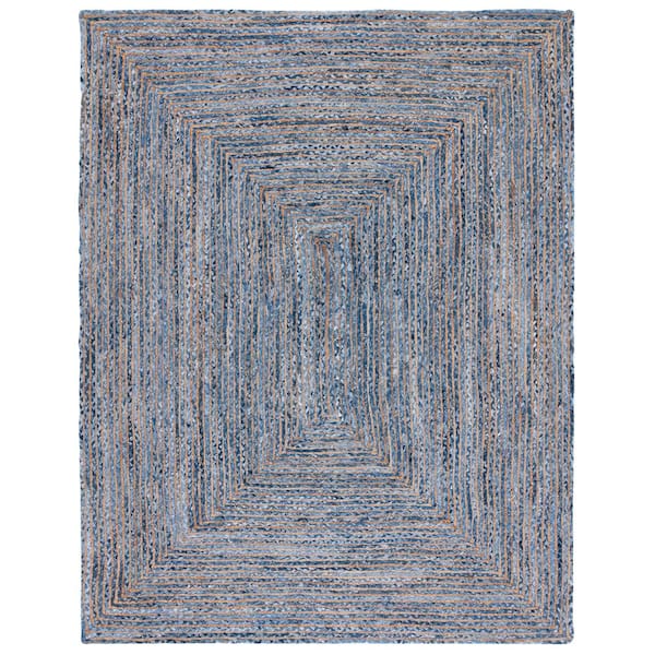 Cape Cod Blue/Natural 11 ft. x 15 ft. Striped Border Area Rug