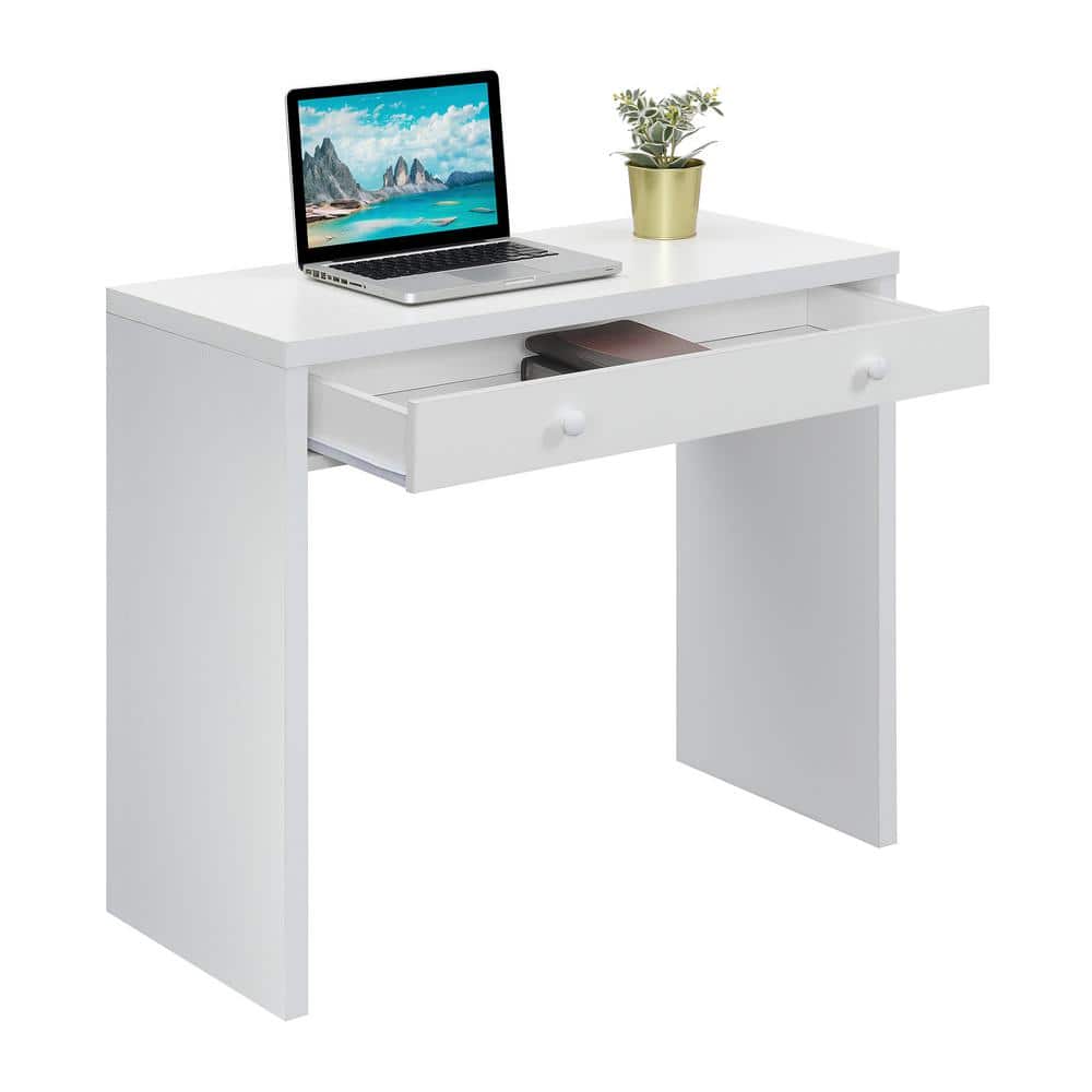 Sleek White 36" Contemporary Desk with Drawer