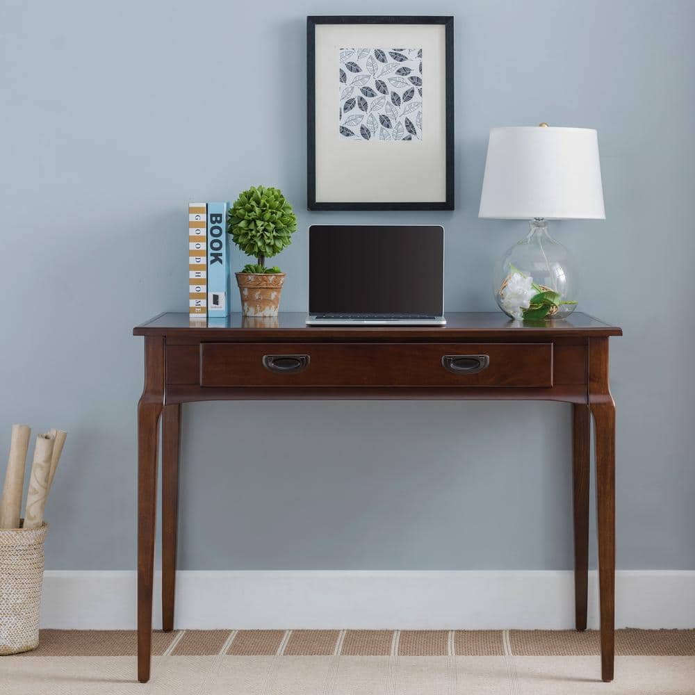 Stratus 42" Dark Cherry Wood Writing Desk with Drawer