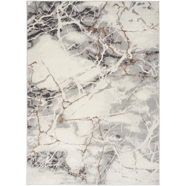 Nourison Elation Ivory/Grey 5 ft. x 7 ft. Contemporary Area Rug