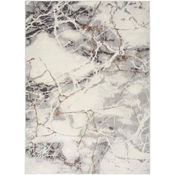 Nourison Elation Ivory/Grey 8 ft. x 10 ft. Contemporary Area Rug