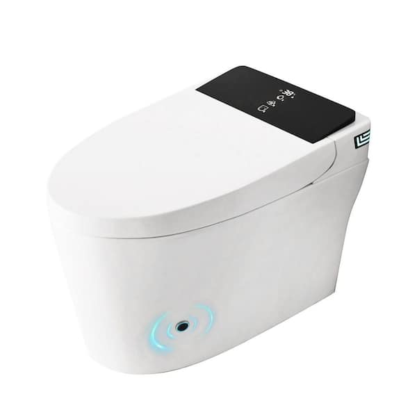 Elongated Bidet Toilet Dual Flush 1.0/1.28 GPF in White with Heated Seat, Auto Flush, LED Display, Built-in Pump
