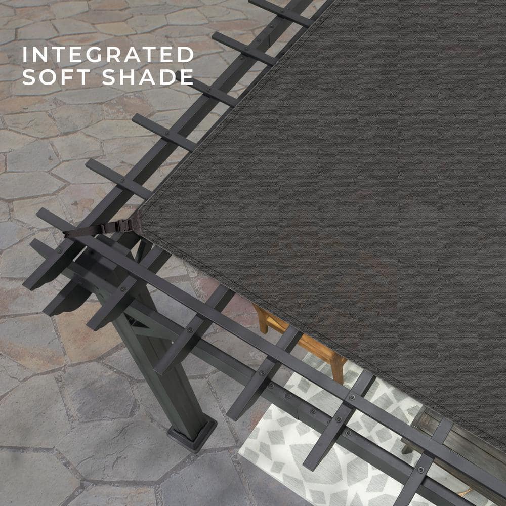 Stratford 14' x 10' Black Steel Pergola with Canopy