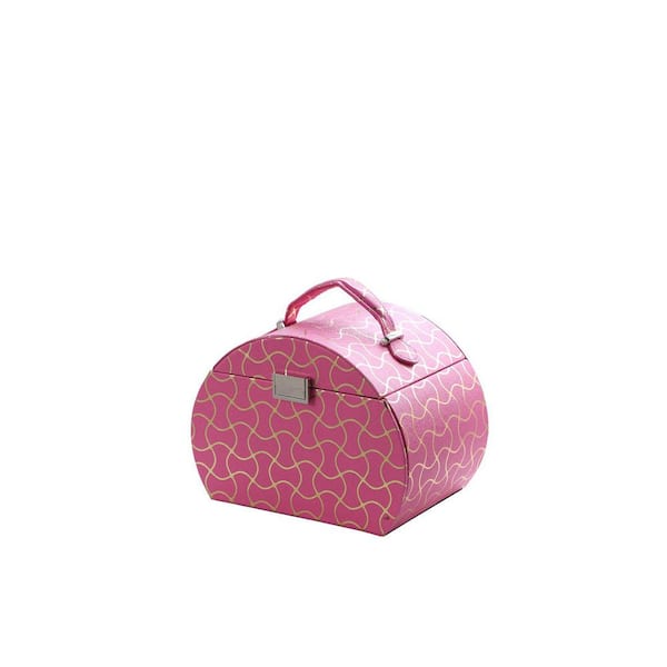 Unbranded Quality Excellence Chic 8.8 in. Hot Pink Leather Jewelry Organizer Case