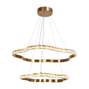 Deslumbrante 2-Light Integrated LED Plating Brass 2-Tier Circle Chandelier with Crystals