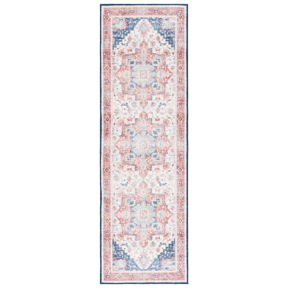 Arizona Rust/Dark Blue 3 ft. x 8 ft. Distressed Border Ornate Machine Washable Runner Rug price history on PriceWatchPro