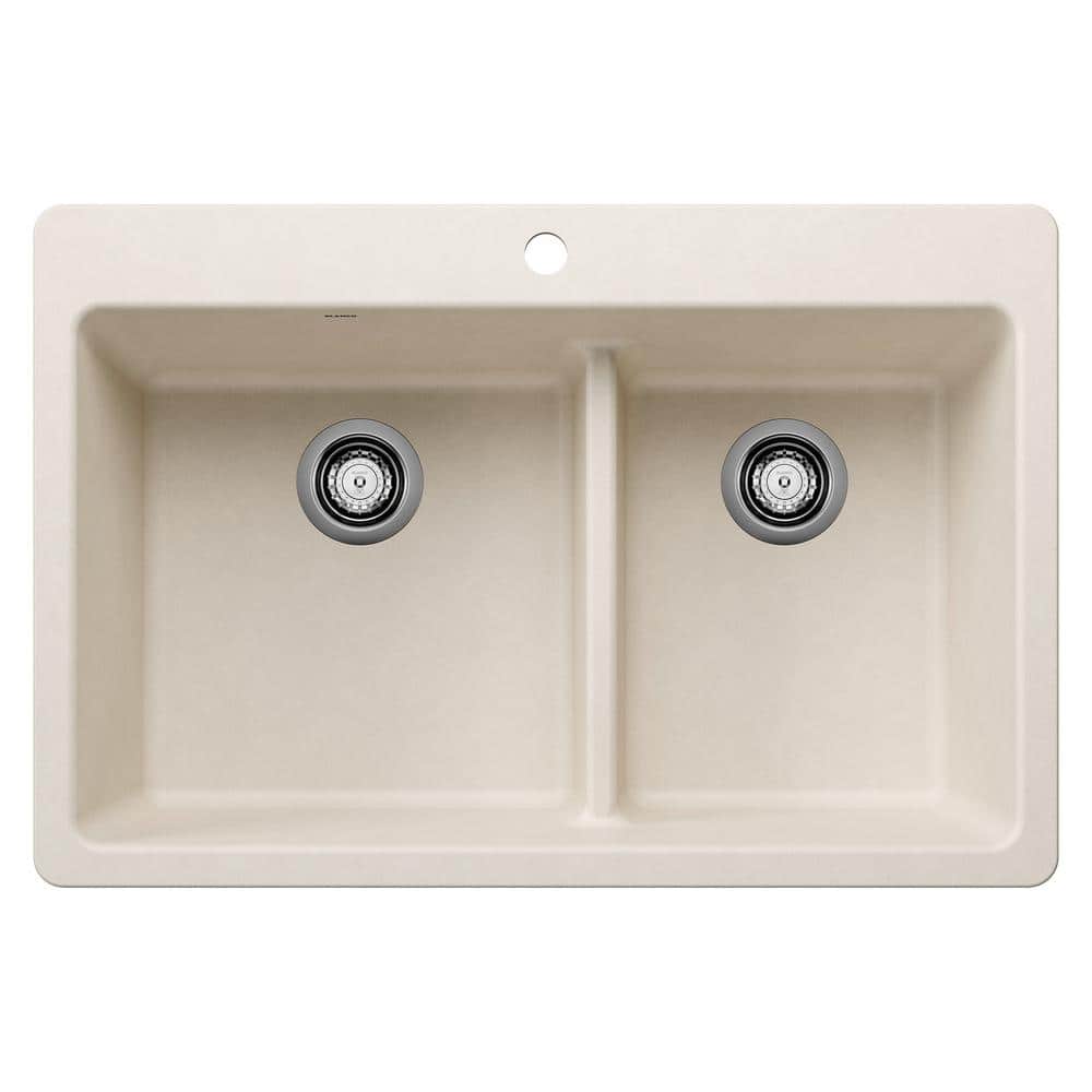 Liven SILGRANIT 33 in. Drop-In/Undermount Double Bowl Granite Composite Kit