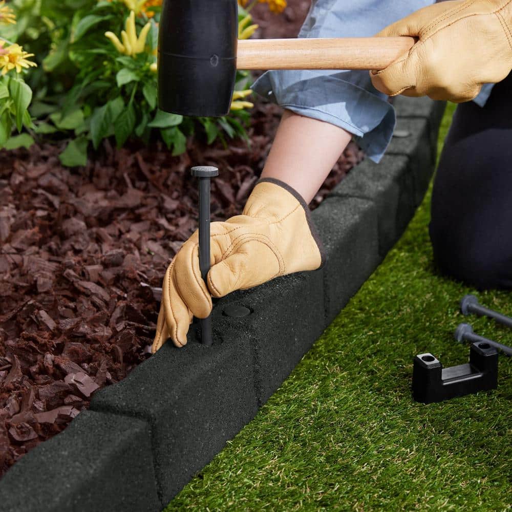 Gray Rubber Cobblestone Garden Edging, 144-ft, 36 Pack
