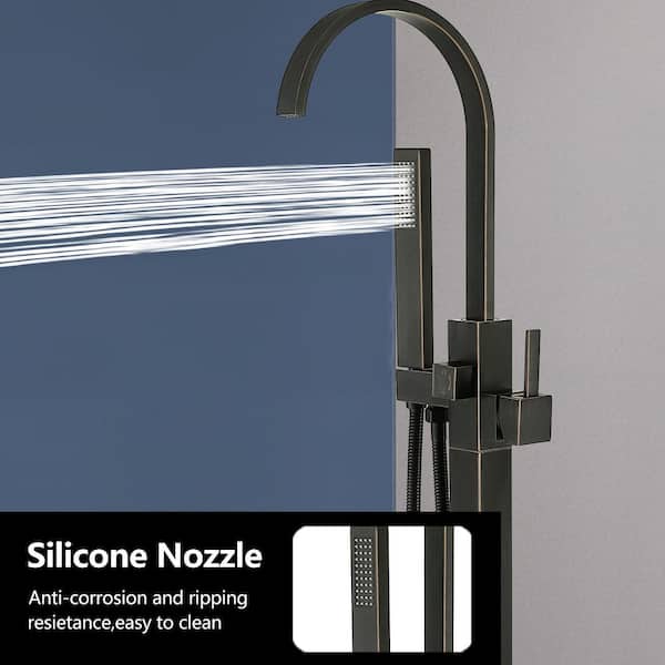 Single-Handle Classical Freestanding Tub Faucet with Hand Shower in Venetian Bronze