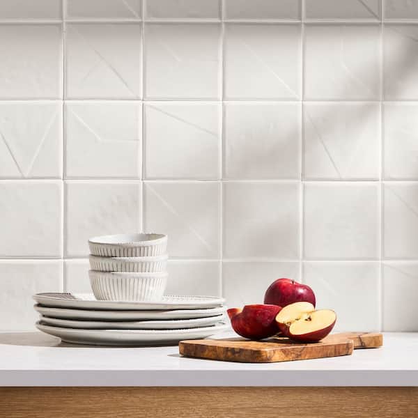 Ivy Hill Tile Stacy Garcia Avento Deco White 4.64 in. x 4.64 in