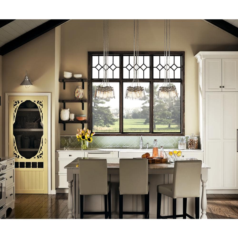 Brinley 7.75" 6-Light Clear Glass Brushed Nickel Pendant