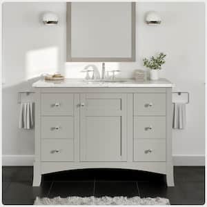 New Jersey 48 in. W x 22 in. D x 34 in. H Freestanding Single Sink Bath Vanity in Gray with White Carrara Marble Top