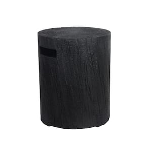 20 in. Antique Black Round Concrete Outdoor Propane Tank Cover Table Outdoor Side Table
