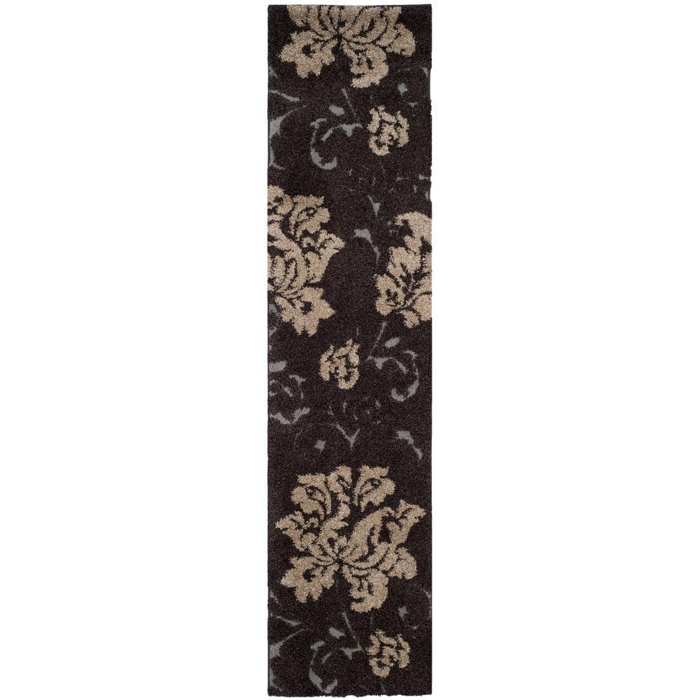 Florida Shag Dark Brown/Smoke 2 ft. x 9 ft. Floral Solid Runner Rug price history on PriceWatchPro