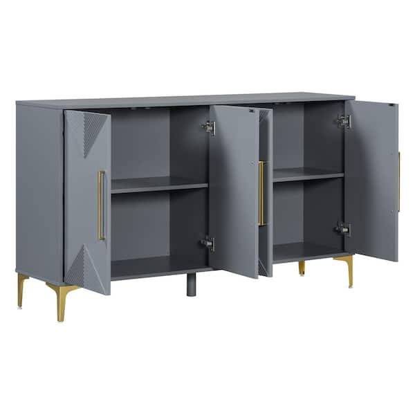 COWLOWN 59.8 in. W x 15.7 in. D x 34.6 in. H Bathroom Gray Linen Cabinet