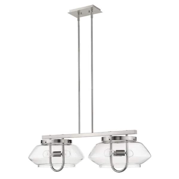 60-Watt 4-Light Nickel Pendant Light with Crystal, No Bulbs Included
