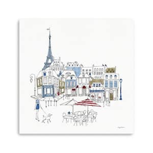 Victoria Cafe with Red and Blue Accents by Avery Tillmon 1-Piece Giclee Unframed Architecture Art Print 20 in. x 20 in.