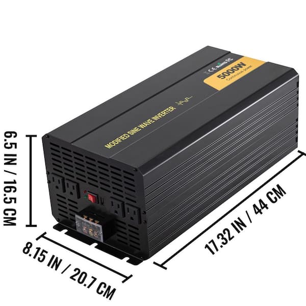 VEVOR Car Power Converter 5000-Watt Modified Sine Wave Inverter DC12-Volt  to AC120-Volt with LCD Remote Controller AC Outlets ZXNB5KW12-120NSRIV9 -  The Home Depot
