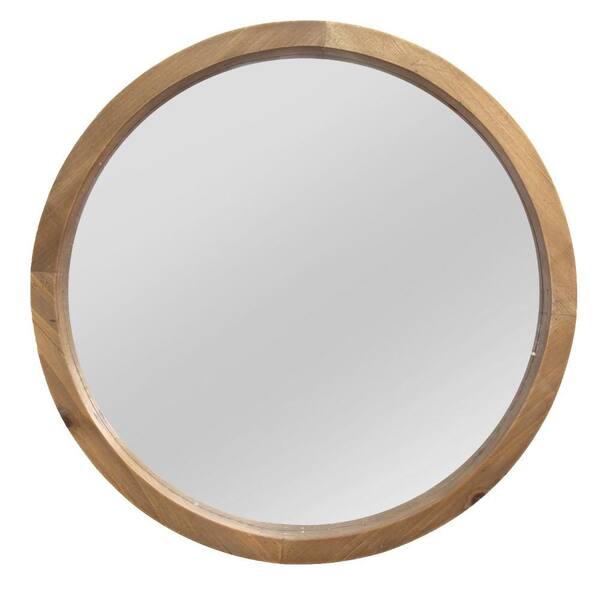 Chic Round Wood Framed Wall Mirror, Rockbourne Round Wood Frame Wall Mirror