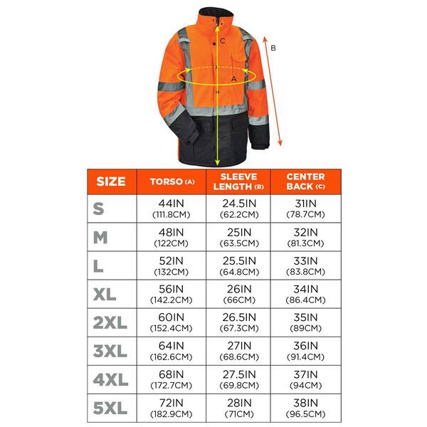 GloWear 8384 Class 3 Hi-Vis Quilted Thermal Parka, 2X-Large, Orange, Ships in 1-3 Business Days