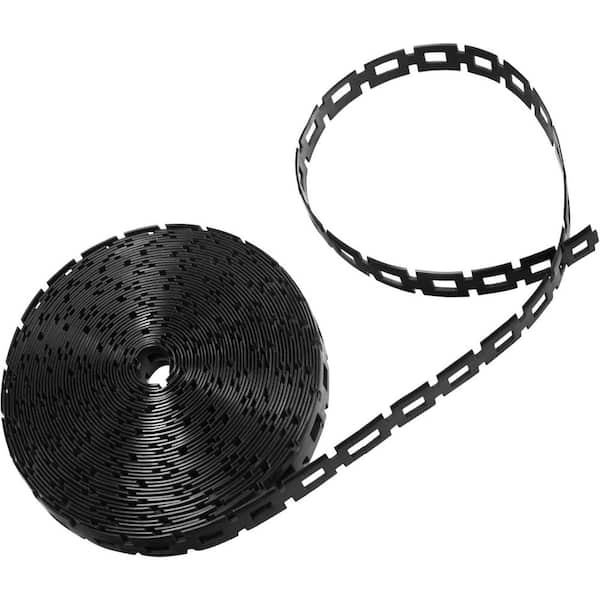 0.5 in. x 50 ft. Black Plastic Tree Tie Chain, Adjustable Reusable Plant Support Strap Accessory