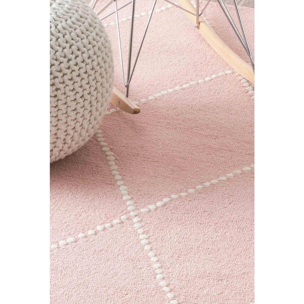 Charming Baby Pink Handmade Wool Rug 4' x 6' with Tufted Detail