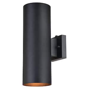Chiasso Aluminum 2 Light Dusk to Dawn Black Contemporary Outdoor Cylinder Wall Light