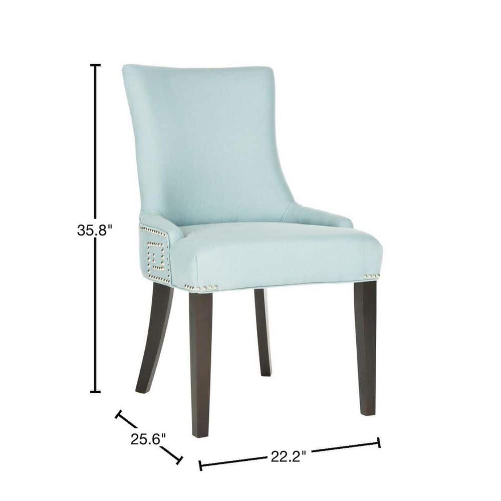 Transitional Parsons Side Chair in Light Blue Linen and Wood