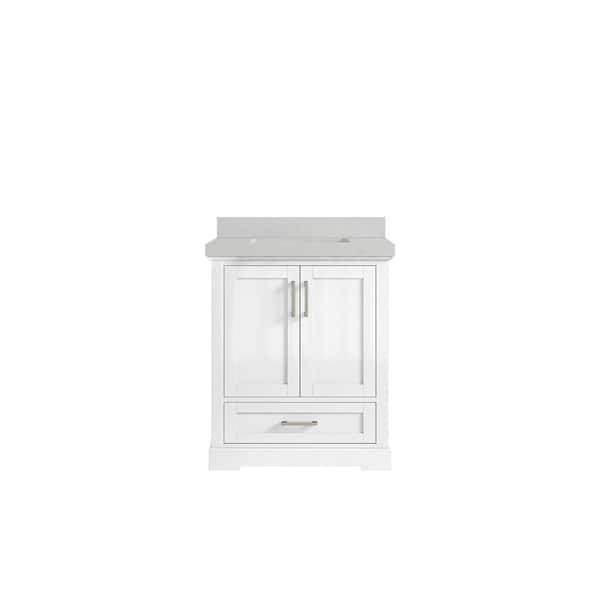 Willow Collections Boston 30 in. W x 22 in. D x 36 in. H Bath Vanity in White with 2" Carrara Quartz Top
