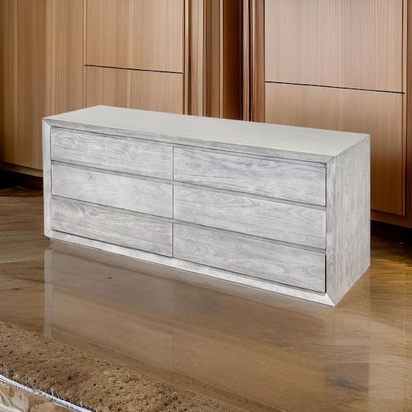 Benjara White 6-Drawer 70.9 in. W Dresser Without Mirror