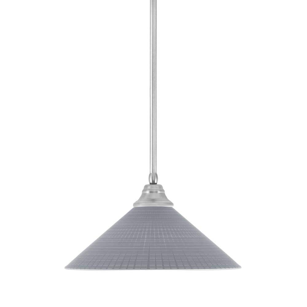 Sparta 100-Watt 1 Light Brushed Nickel Shaded Pendant Light with 16 in. Gra