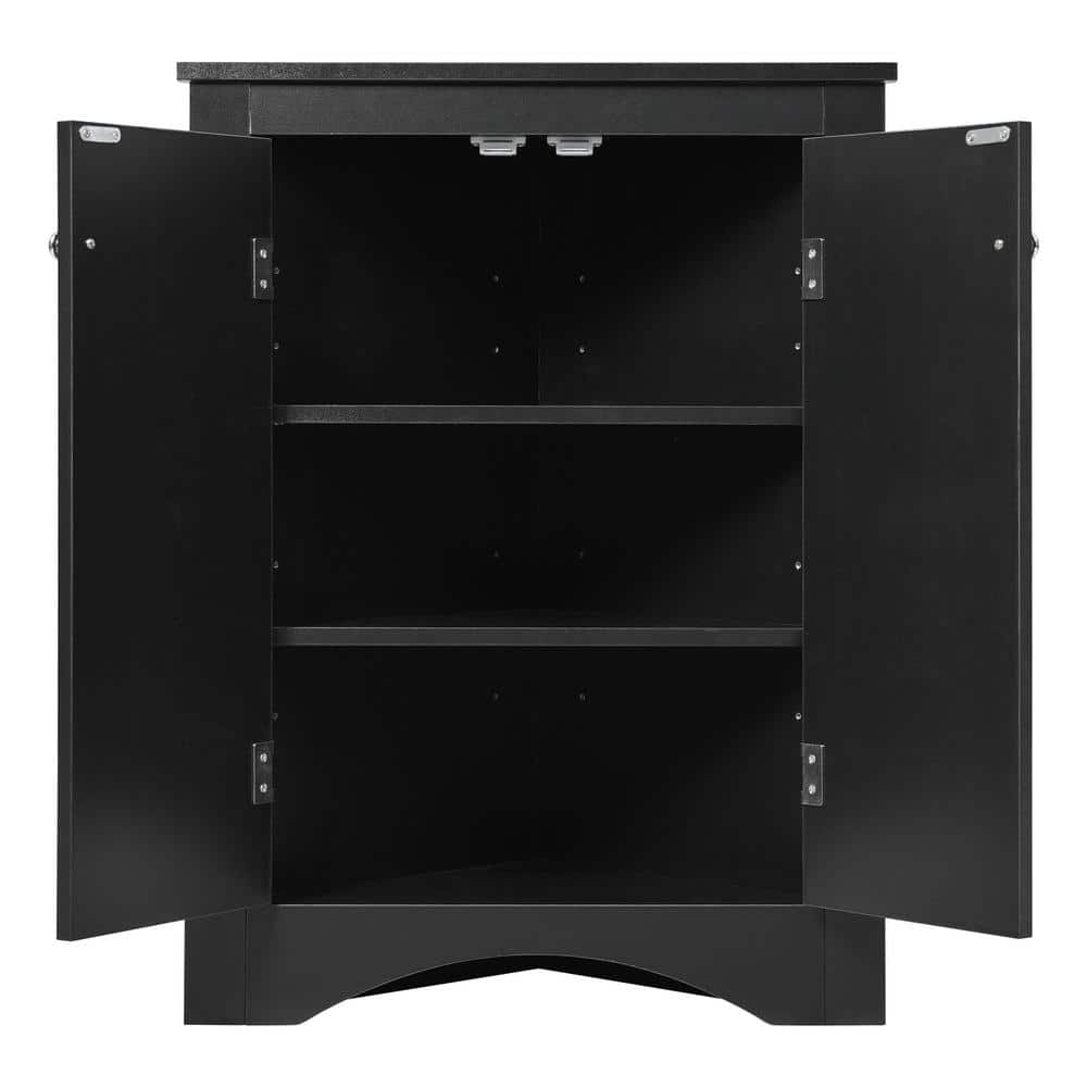 17.2 in. W x 17.2 in. D x 31.5 in. H Triangle Black Corner Freestanding Lin