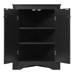 17.2 in. W x 17.2 in. D x 31.5 in. H Triangle Black Corner Freestanding Linen Cabinet with Adjustable Shelves