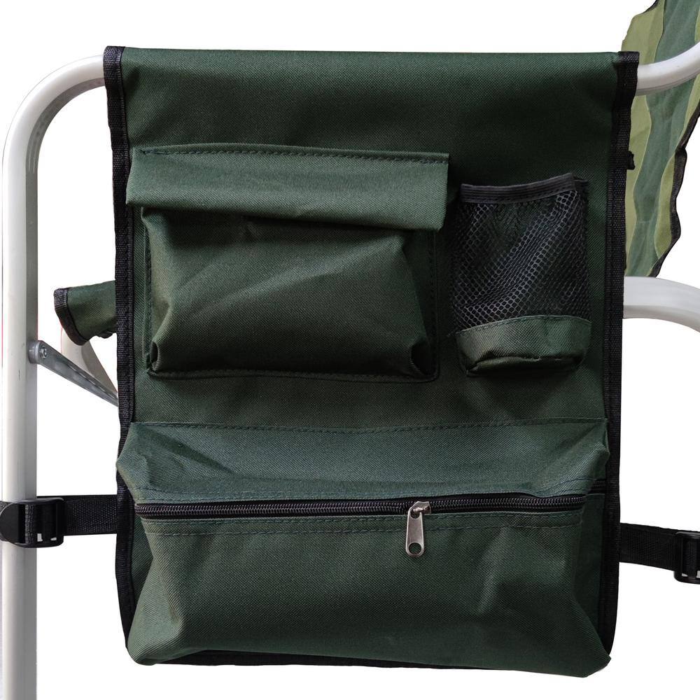 Green Aluminum Folding Director's Chair with Side Table