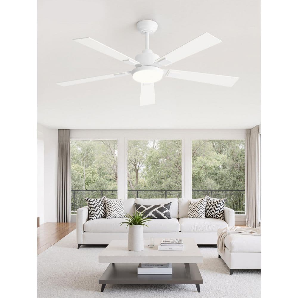 52 in. Indoor Matte White Dimmable 6-Speed Quiet Downrod Mount Standard Ceiling Fan w/ Lights and Remote and AP,DC Motor price history on PriceWatchPro