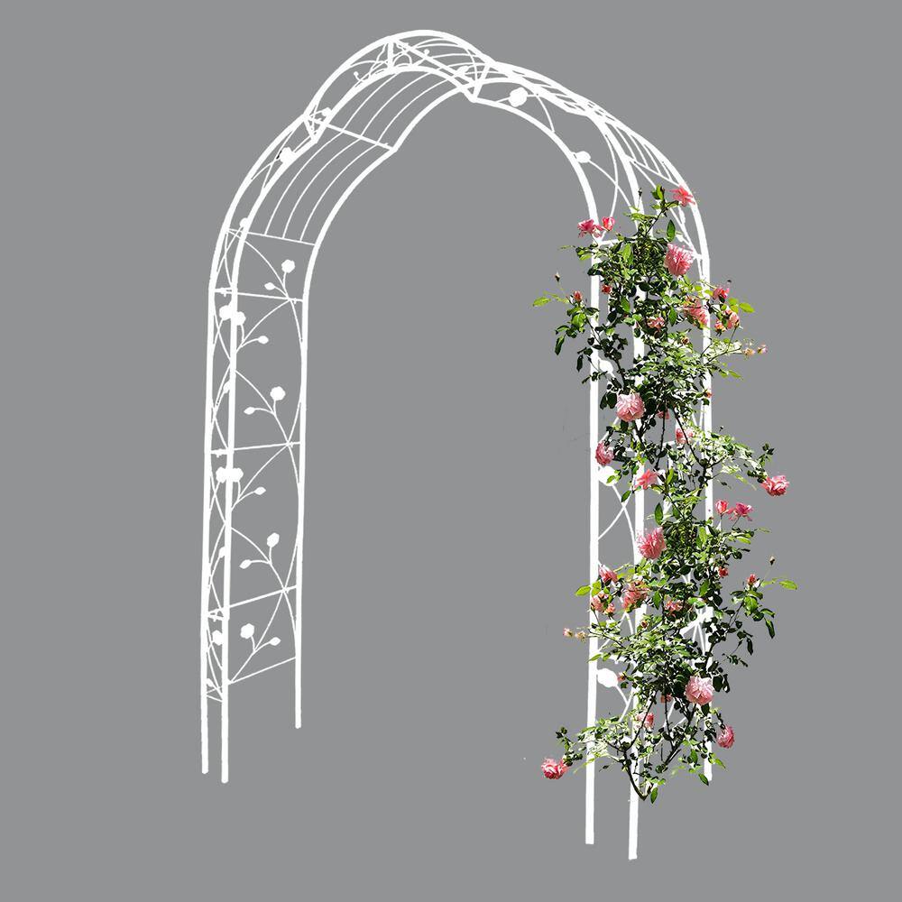 98.40 in. Cream White Metal Trellis with 8 Styles Garden Arbor Climbing Pla