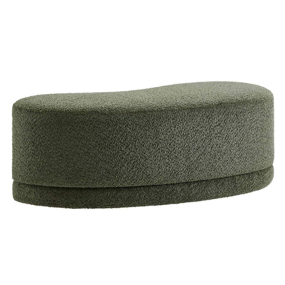 Nimbus Sage Green Chenille Curved Cocktail Ottoman Bench