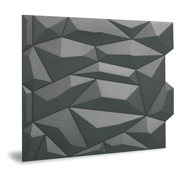 INNOVERA DECOR BY PALRAM 24'' x 24'' Glacier PVC Seamless 3D Wall Panels in Smoked Gray 1-Piece