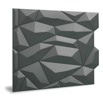 24'' x 24'' Glacier PVC Seamless 3D Wall Panels in Smoked Gray 9-Pieces