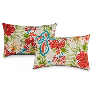 Breeze Floral Lumbar Outdoor Throw Pillow (2-Pack)