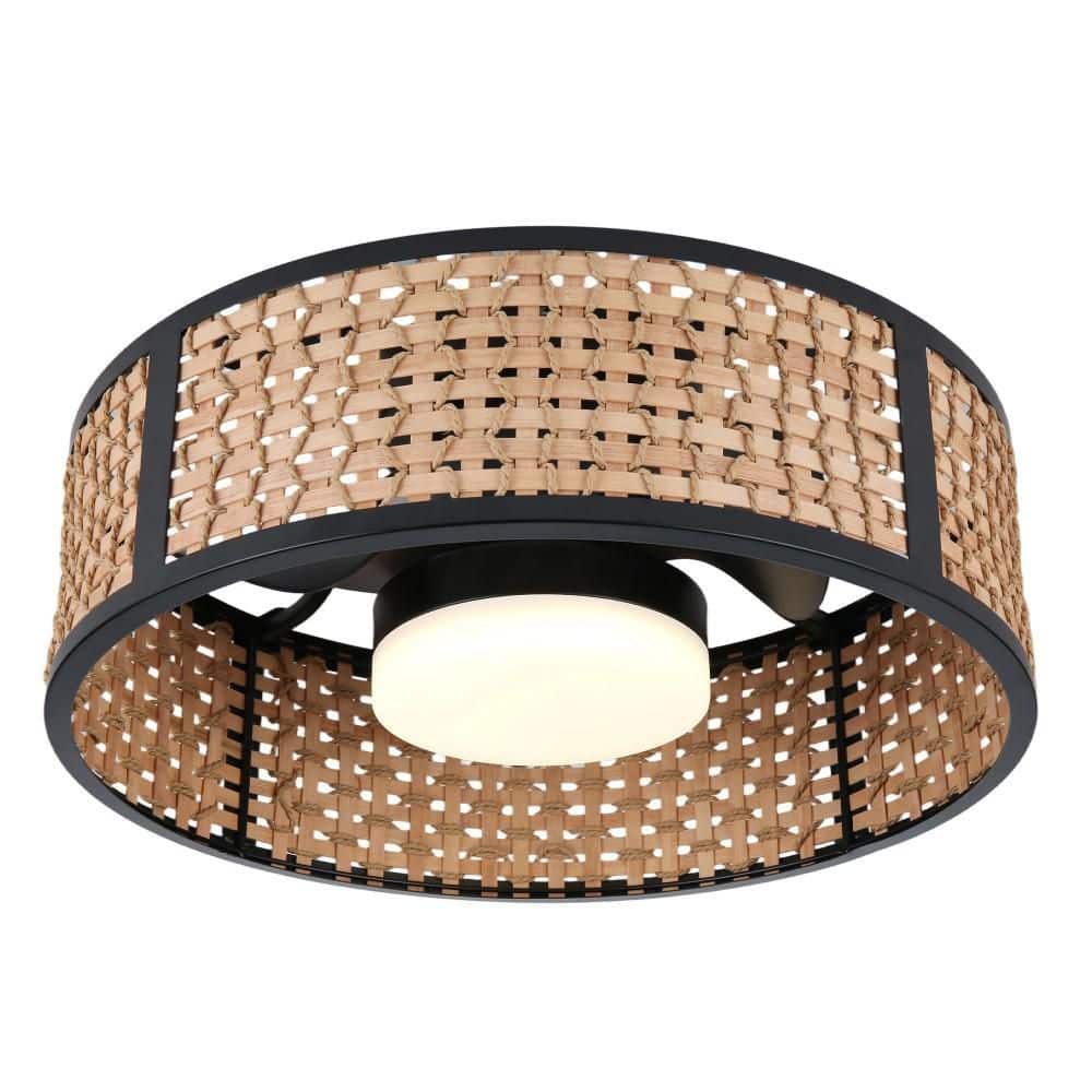 Harve 20in. Indoor Black Brown Bamboo Shade Rustic Smart Ceiling Fan W/LED Lights, Flush Mount Drum Ceiling Fan W/Remote price history on PriceWatchPro