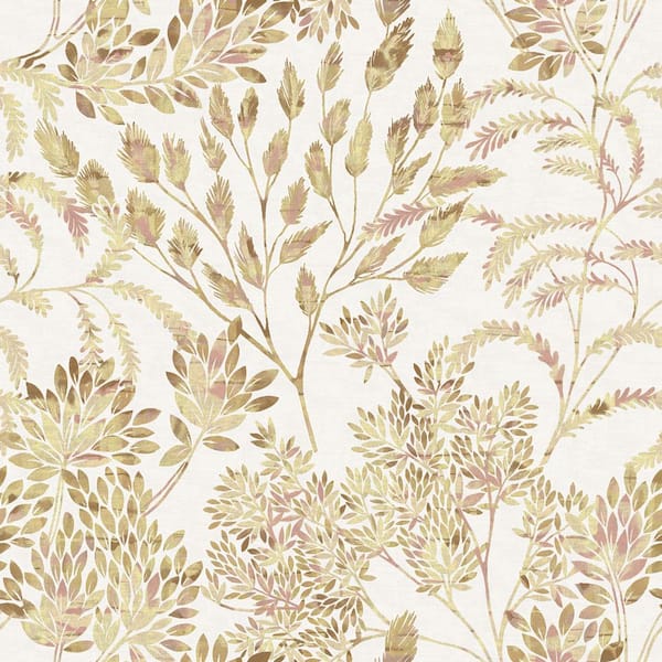 Golden Wheat Stencil Foliage Unpasted Wallpaper Roll (Covers 60 sq. ft.)