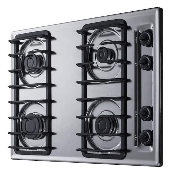 30 in. Gas Cooktop in Chrome with 4 Burners